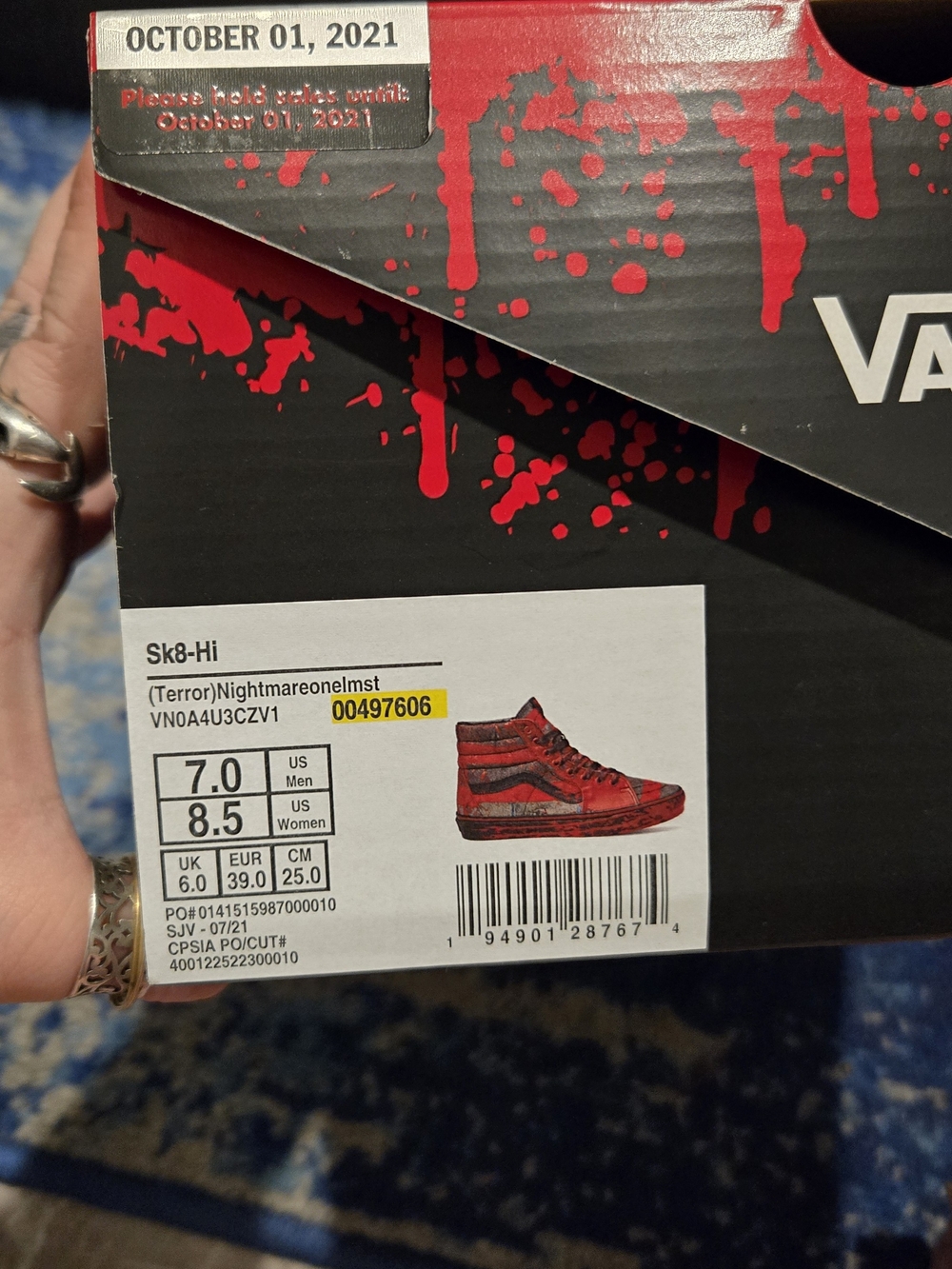 Vans x Freddy Krueger Sk8-Hi Horror Limited Release 2021 Unisex Size Women's 8.5 - Picture 2 of 8